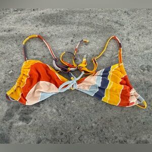 Roxy Orange Striped Triangle Bikini Top (Size Medium)